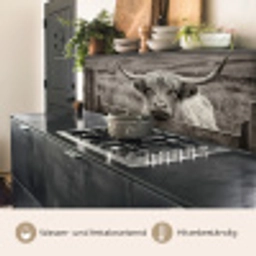 Schotse hooglander - Zwart - Wit - Hout keuken achterwand 2 middel -usp_DE