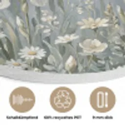 Bloemen - Botanisch - Blauw Akoestische PET Vilt - Rond klein -closeup_DE