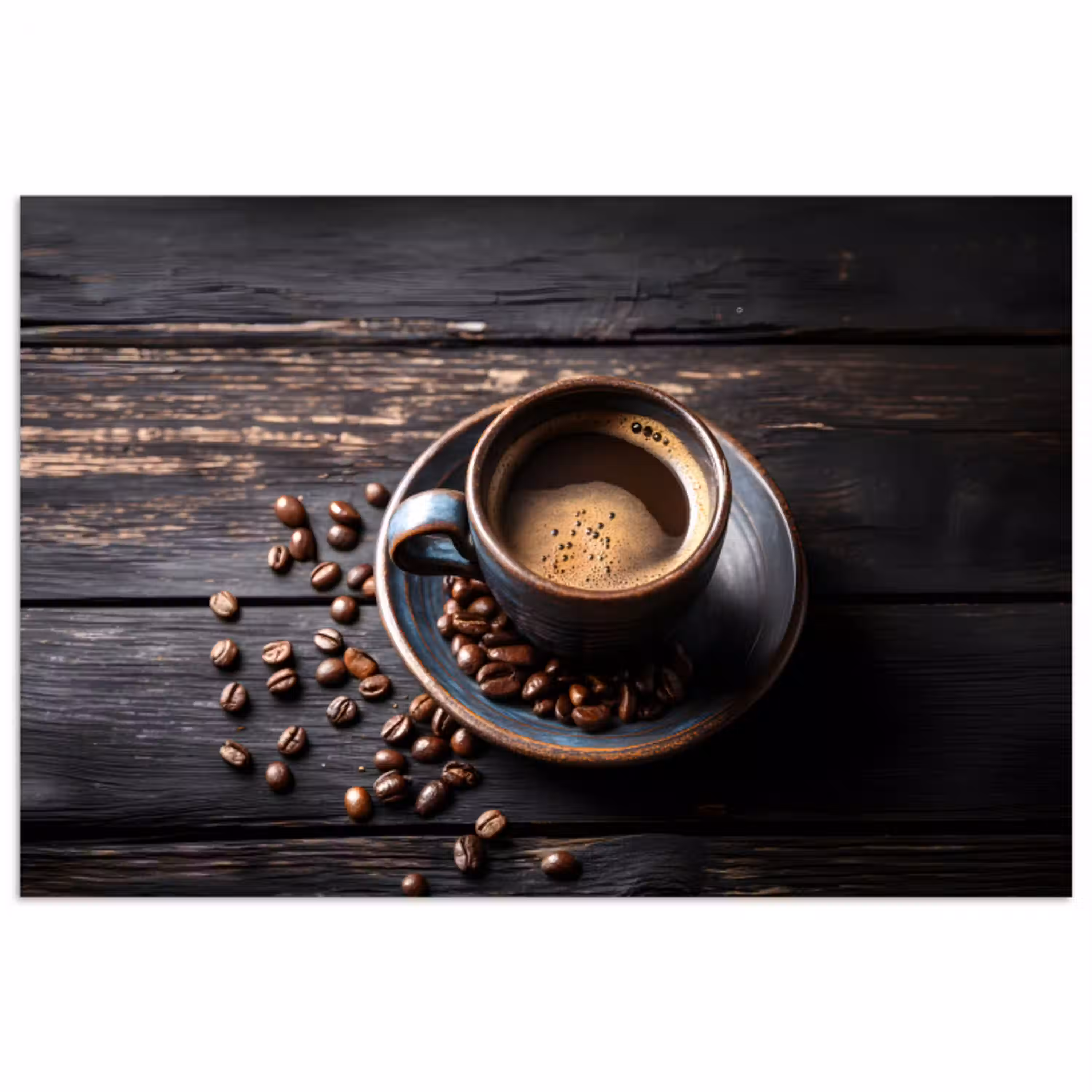 Kop - Koffie - Hout - Bonen poster papier klein -3d