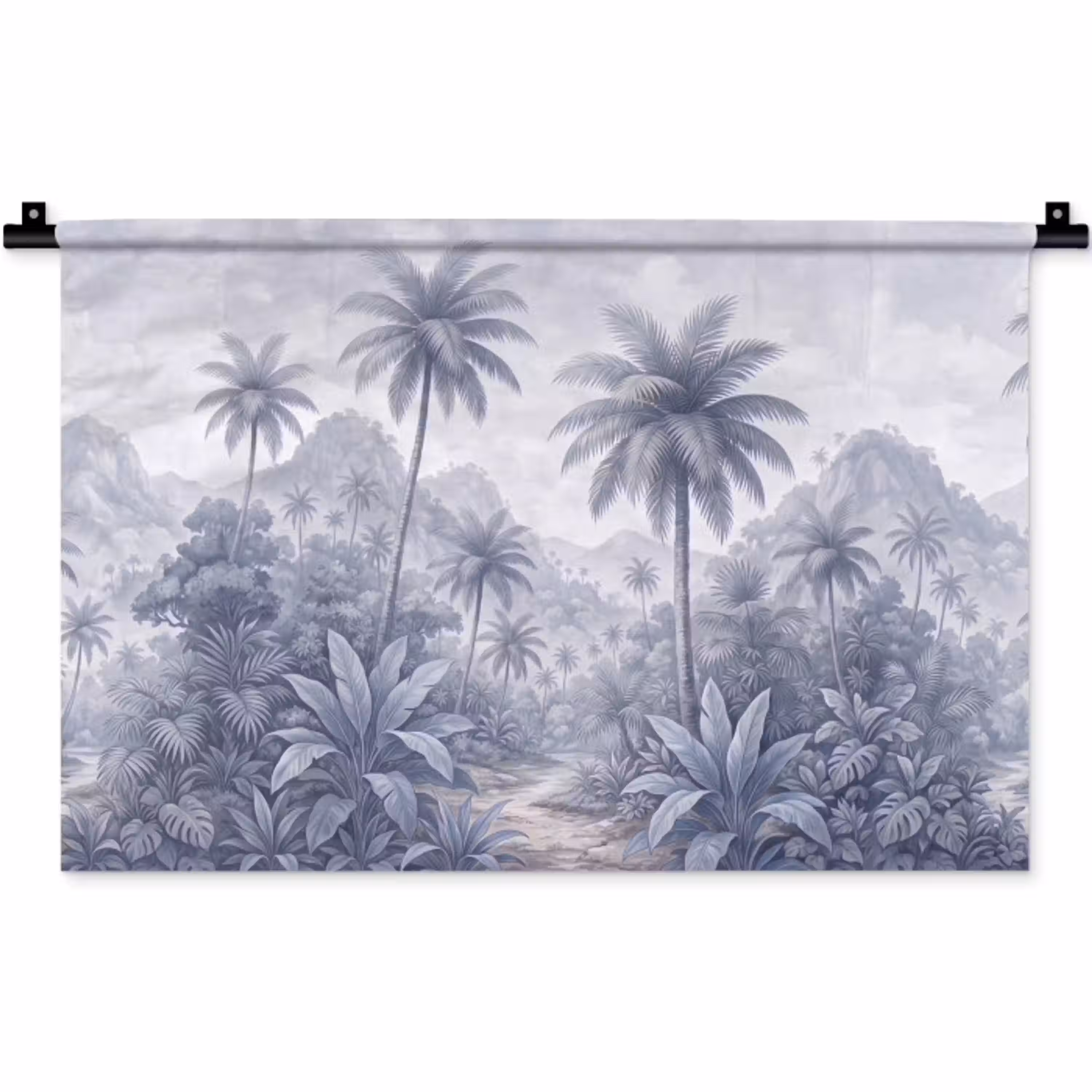 Natuur - Boom - Tropisch - Landschap - Blauw Wandkleed katoen klein -zz3d