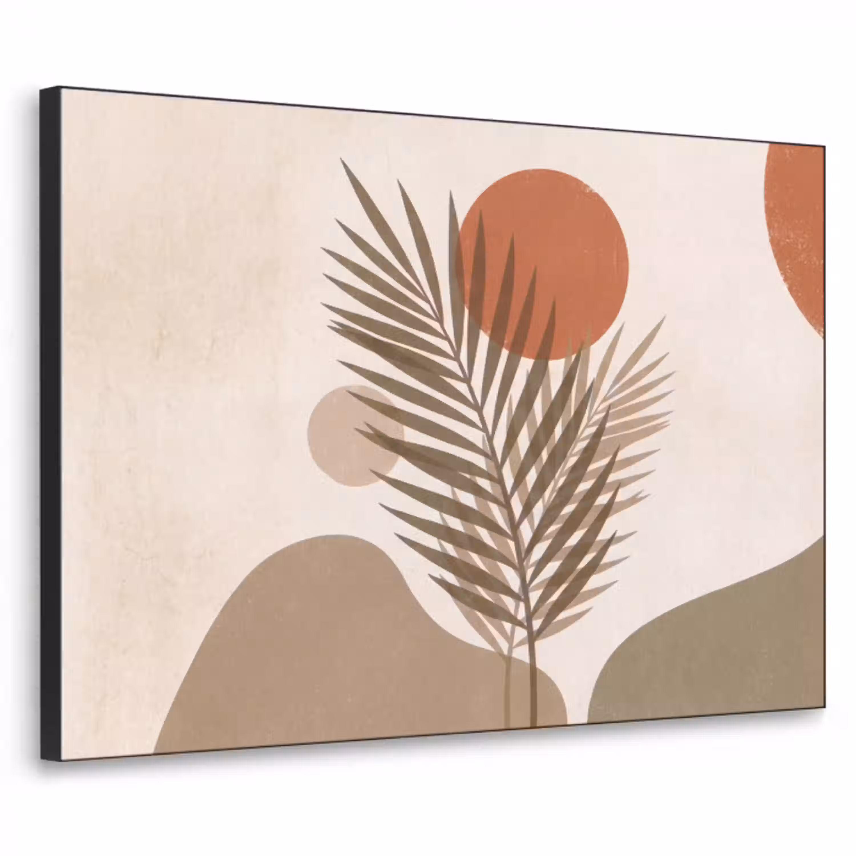 Planten - Bladeren - Abstract - Modern - Beige Textielframe zwart klein -3d