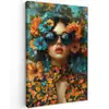 Vrouw - Bloemen - Oranje - Blauw - Modern canvas 2cm klein -z3d