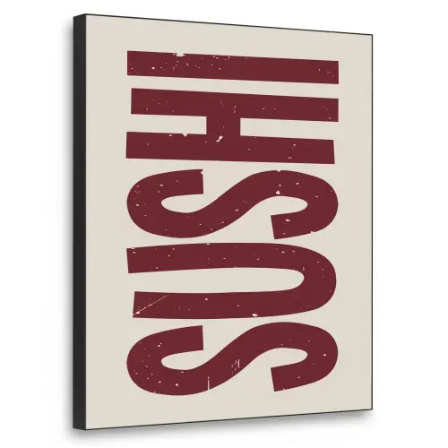 Sushi - Rood - Japandi - Decoratie Textielframe zwart klein -3d