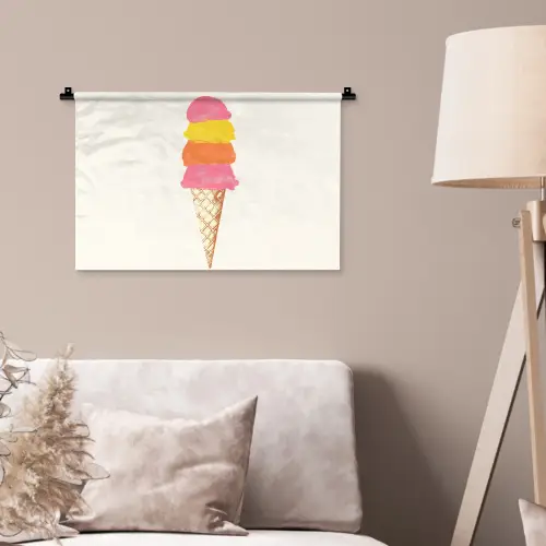 Schepijs - Hoorntje - Illustratie - Minimalistisch Wandkleed katoen klein -sfeer4