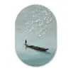 Bloesems - Minimalistisch - Wateroppervlak - Boot Wandcirkel Ovaal Forex klein -3d