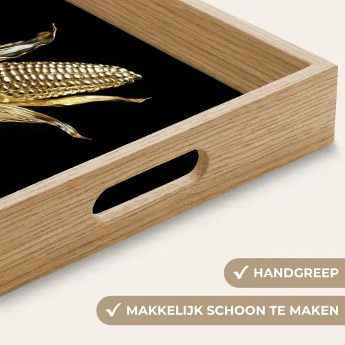 Mais - Eten - Goud - Zwart Dienblad Rechthoek middel -USP_HandgreepNL