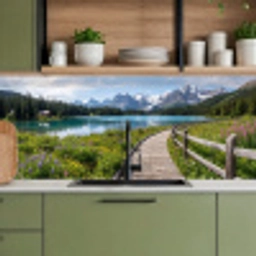 Bergen - Meer - Landschap - Blauw keuken achterwand 2 middel -sfeer3