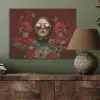 Bloemen - Dieprood - Zonnebril - Vrouw PET vilt klein -sfeer2