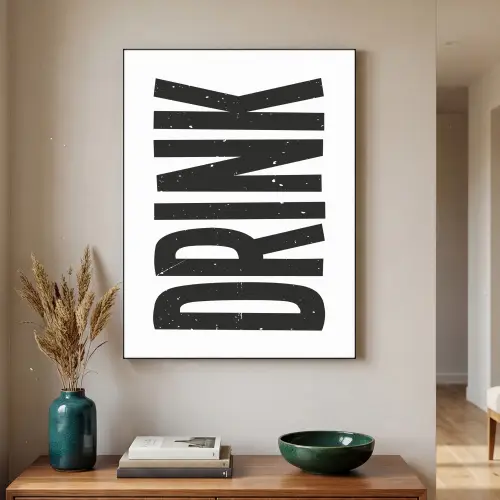 Drink - Zwart - Wit - Decoratie Textielframe - compleet frame klein -sfeer1