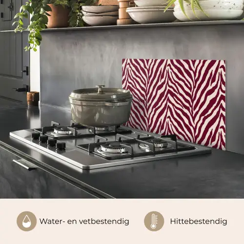Zebra - Motief - Bordeaux - Rood keuken achterwand spatscherm klein 900 -usp_NL