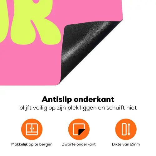 Bonjour - Roze - Fel groen Inductie beschermer vinyl 3mm klein -zzzzzzz-td-onderkant