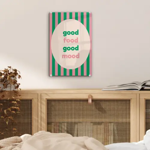 Gestreept - Quote - Ovaal - Roze plexiglas 5mm klein -sfeer4