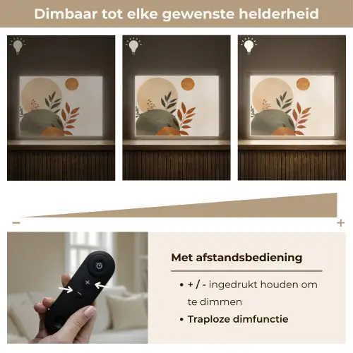 Vormen - Rond - Bladeren - Beige Light Box met batterij (Wandlamp) middel -USP_dimbaarNL