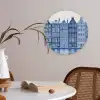 Aquarel - Grachtenpanden - Delfts - Blauw Akoestische PET Vilt - Rond klein -sfeer3