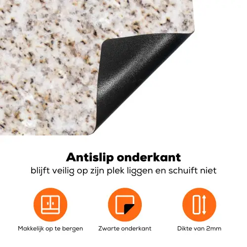 Wit - Bruin - Graniet Inductie beschermer vinyl 3mm klein 276 -zzzzzzz-td-onderkant