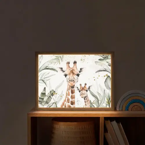 Giraffe - Natuur - Kinderen - Dieren Light Box met batterij (Wandlamp kind) middel -sfeer1_kind