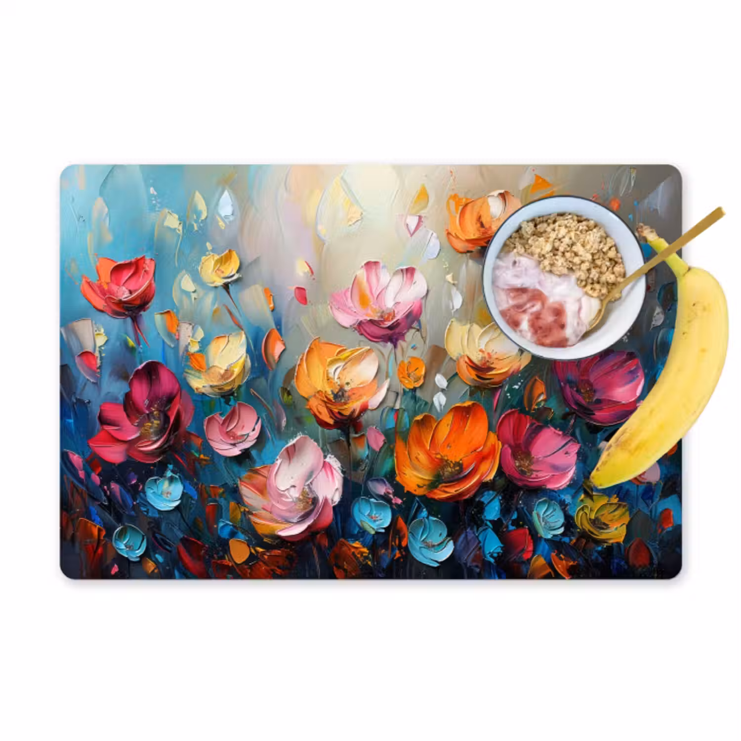 Placemat - 6 stuks - Bloemen - Kleurrijk - Abstract - Verf - Natuur