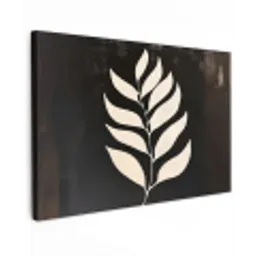Blad - Wit - Minimalistisch Tuinposter op houten frame 2 cm dik klein -3d