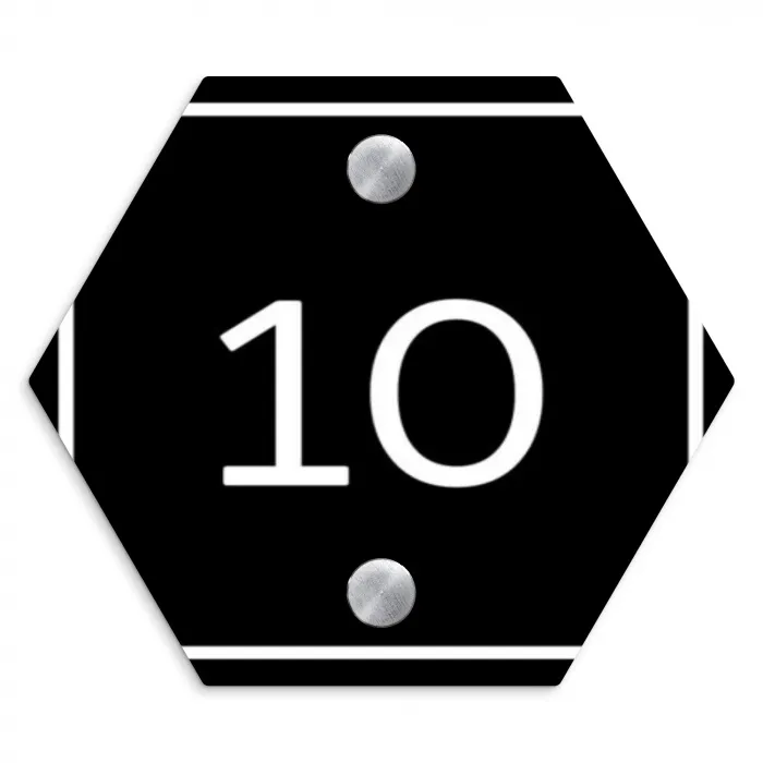 Zwart - Kader - Regulier Naambord Hexagon klein -3d