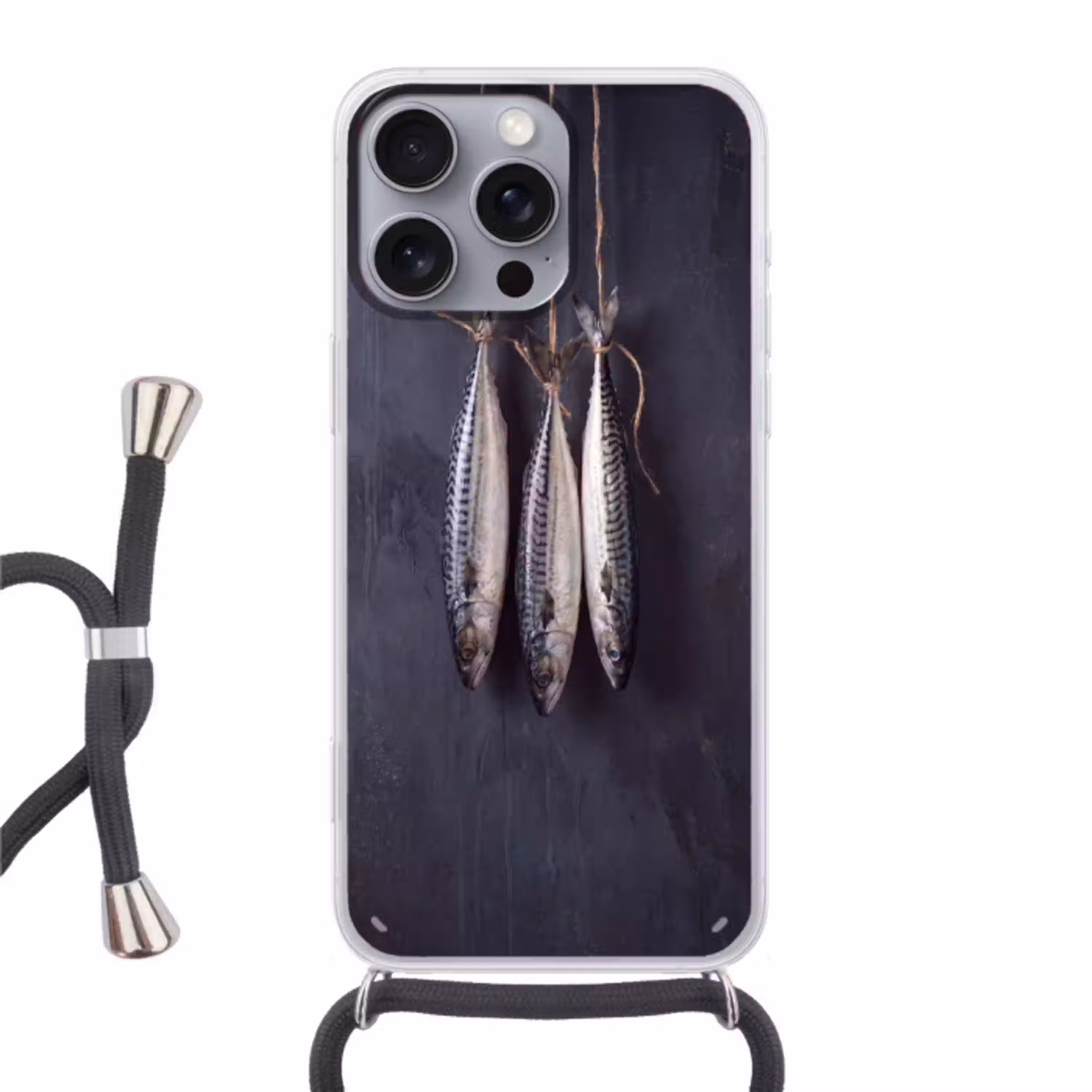 Drie vissen - Touw Hoesje iPhone 16 Pro Max met koord klein -3d