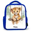 Leeuwenwelpje met schommel illustratie Kinderrugzak - Blauw middel -3d