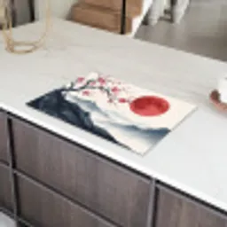 Kersenbloesem - Oosters - Rood Inductie beschermer vinyl 3mm klein -sfeer8