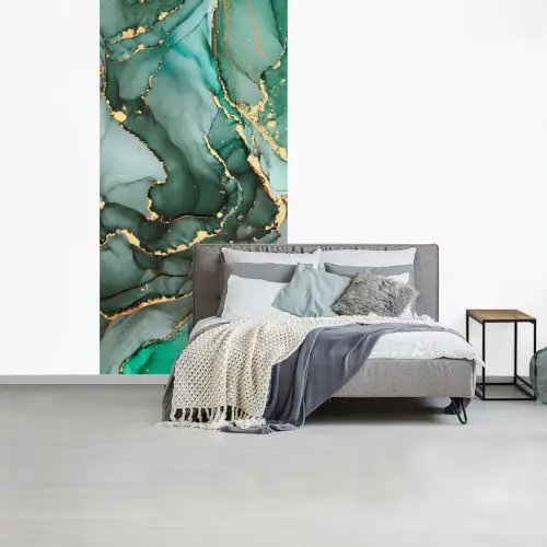 Goud - Marmer - Groen - Luxe - Marmerlook - Grijs fotobehang vinyl groot -slaapkamer