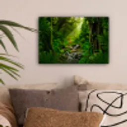 Jungle - Water - Bladeren - Zon - Natuur canvas 2cm klein -sfeer1