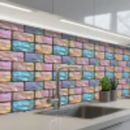 Parelmoerig - Bakstenen - Muur keuken achterwand 2 middel 871 -3d_schuin
