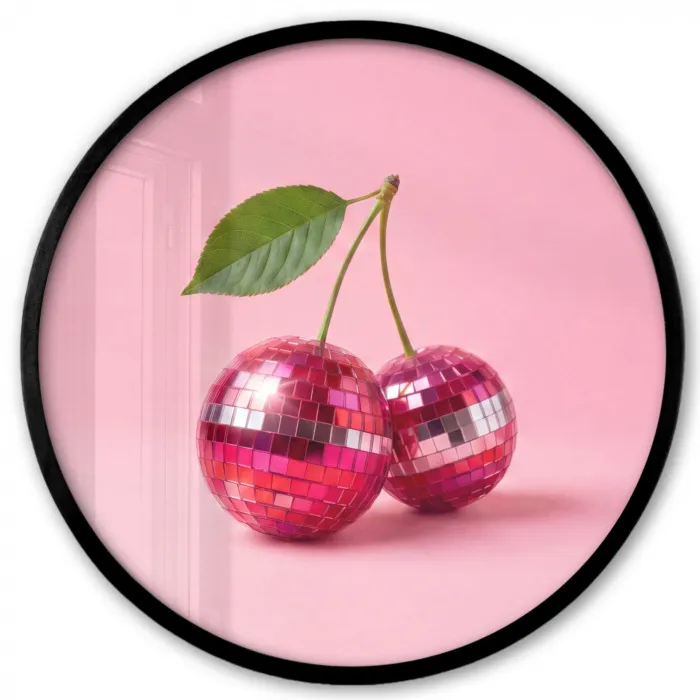 Disco - Kersen - Roze Fotolijst rond zonder passe partout klein -3d