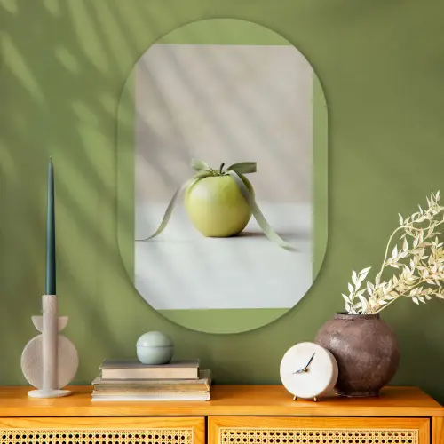 Groen - Appel - Strikje Wandcirkel Ovaal Glas middel -sfeer2