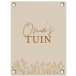 Oma's Tuin met bloemen tuinposter los doek klein -3d