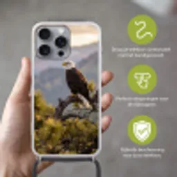 Zeearend - Boom - Bergen - Groen Hoesje iPhone 16 Pro Max met koord klein -sfeer2_NL
