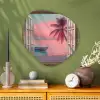 Doorkijk - Strand - Palmboom - Tropisch Wandcirkel Organisch Plexiglas middel -sfeer2