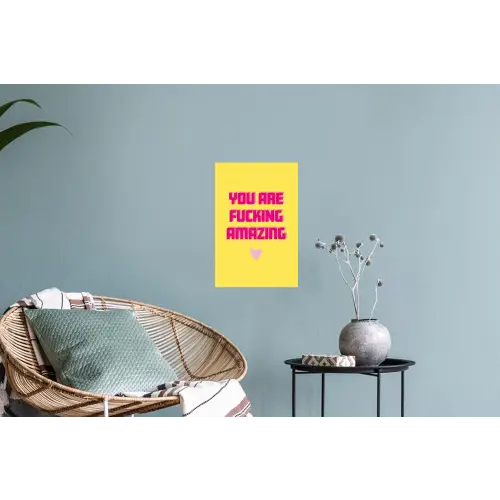 Geel - Valentijn - Tekst Muursticker klein -plant