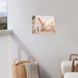 Bloemen - Huizen - Dorp tuinposter los doek klein -sfeer8