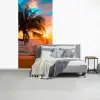 Palm - Zonsondergang - Horizon - Strand - Zee fotobehang vinyl groot -slaapkamer