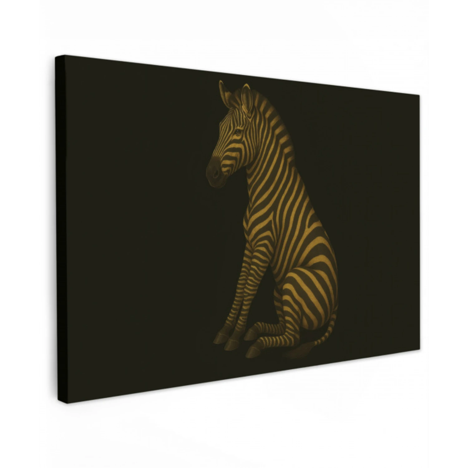 Zebra - Strepen - Goud Tuinposter op houten frame 2 cm dik klein -3d