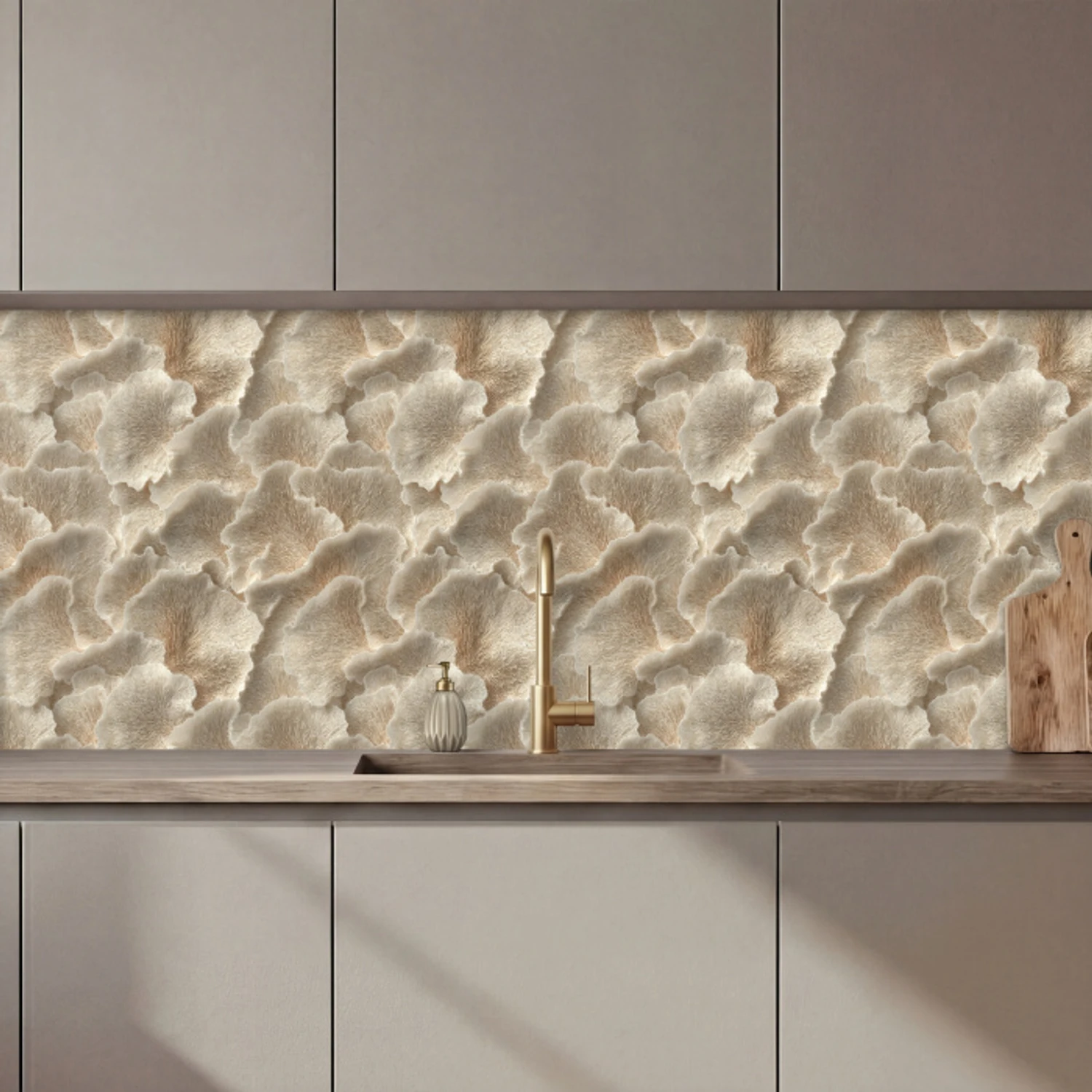 Waaierstructuren - Beige - Vezeltextuur keuken achterwand 2 middel 871 zz_3dshopping