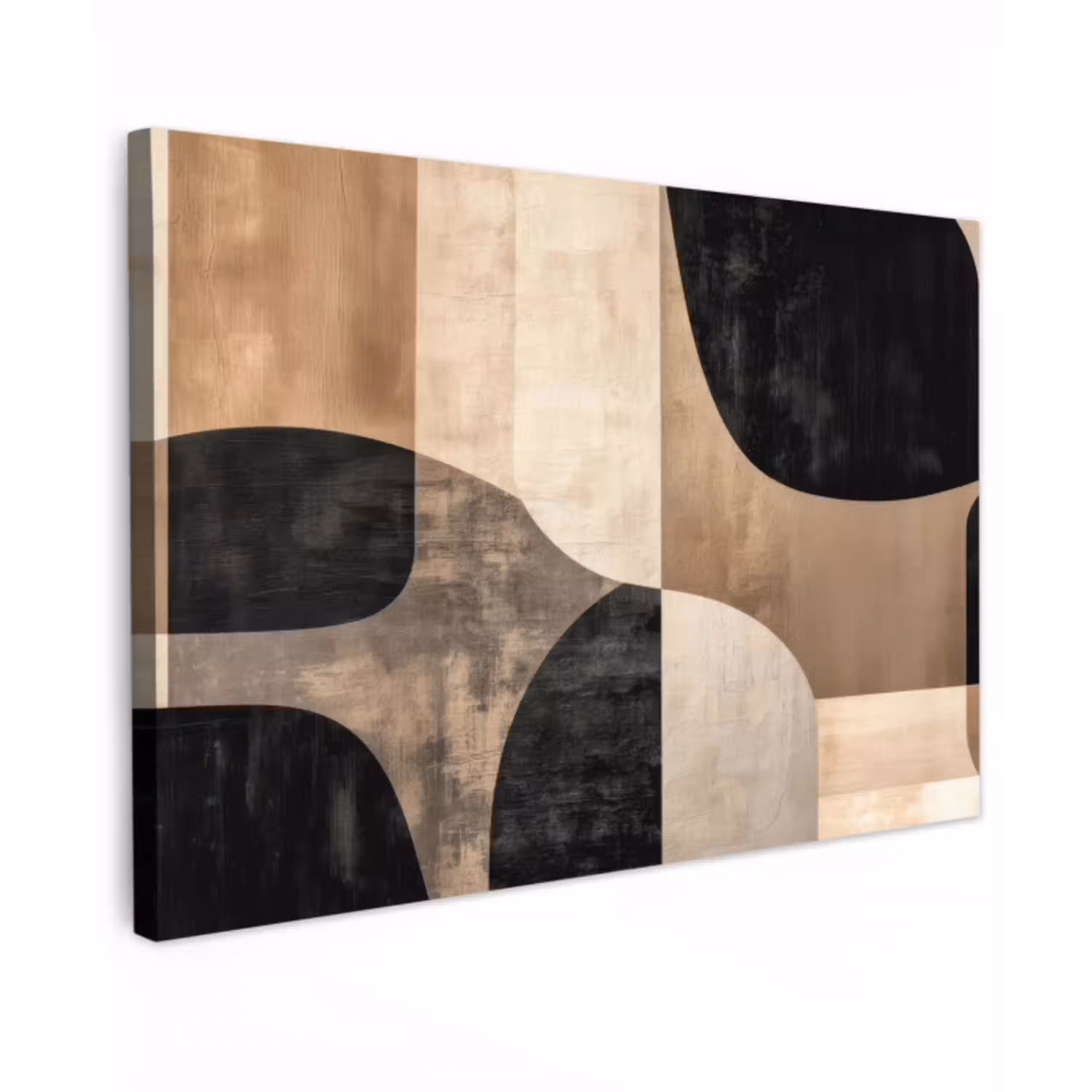 Abstract - Vlakken - Zwart - Rond canvas 2cm klein -z3d