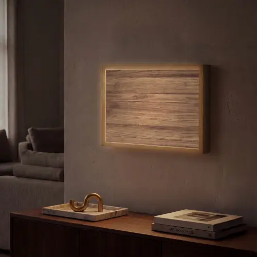 Houtlook - Bruin Light Box met batterij (Wandlamp) middel -sfeer1