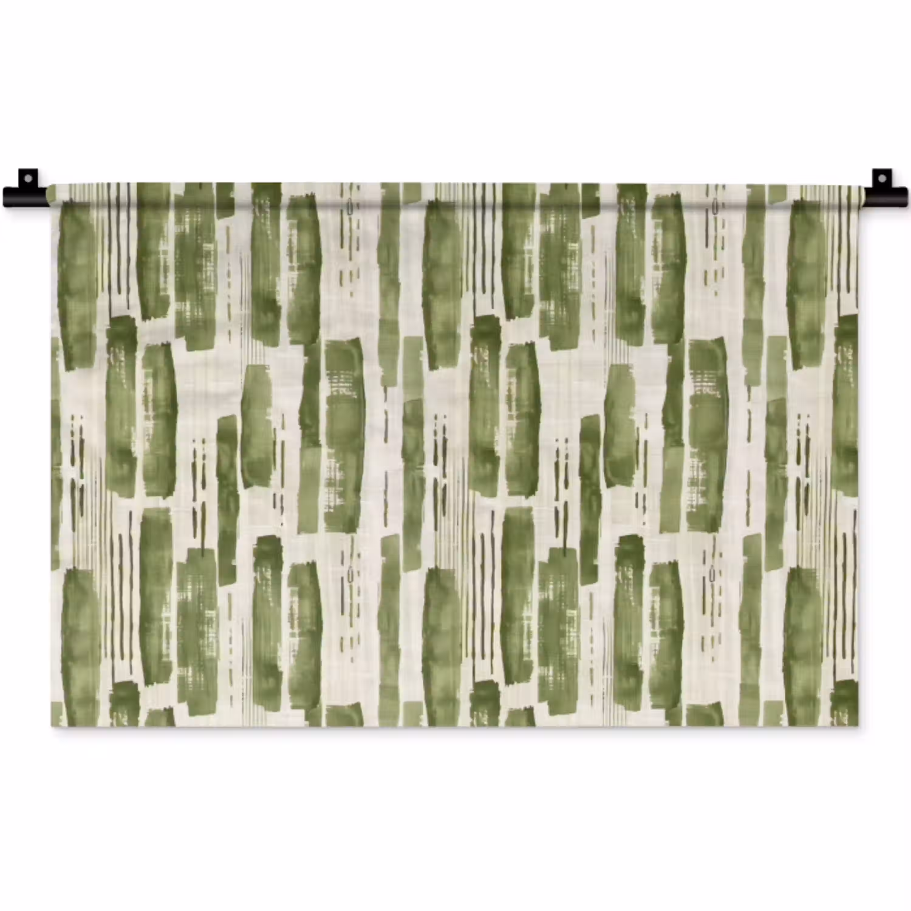 Groen - Abstract - Penseelstreken - Linnen - Patroon Wandkleed katoen klein 269 -zz3d