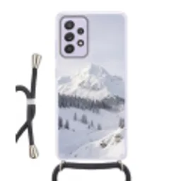 Berg - Sneeuw - Winter - Natuur - Wit Hoesje Samsung Galaxy A52 5G met koord klein -3d