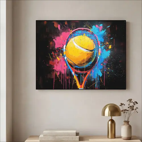 Graffiti - Tennis - Sport - Racket Textielframe zwart klein -sfeer2