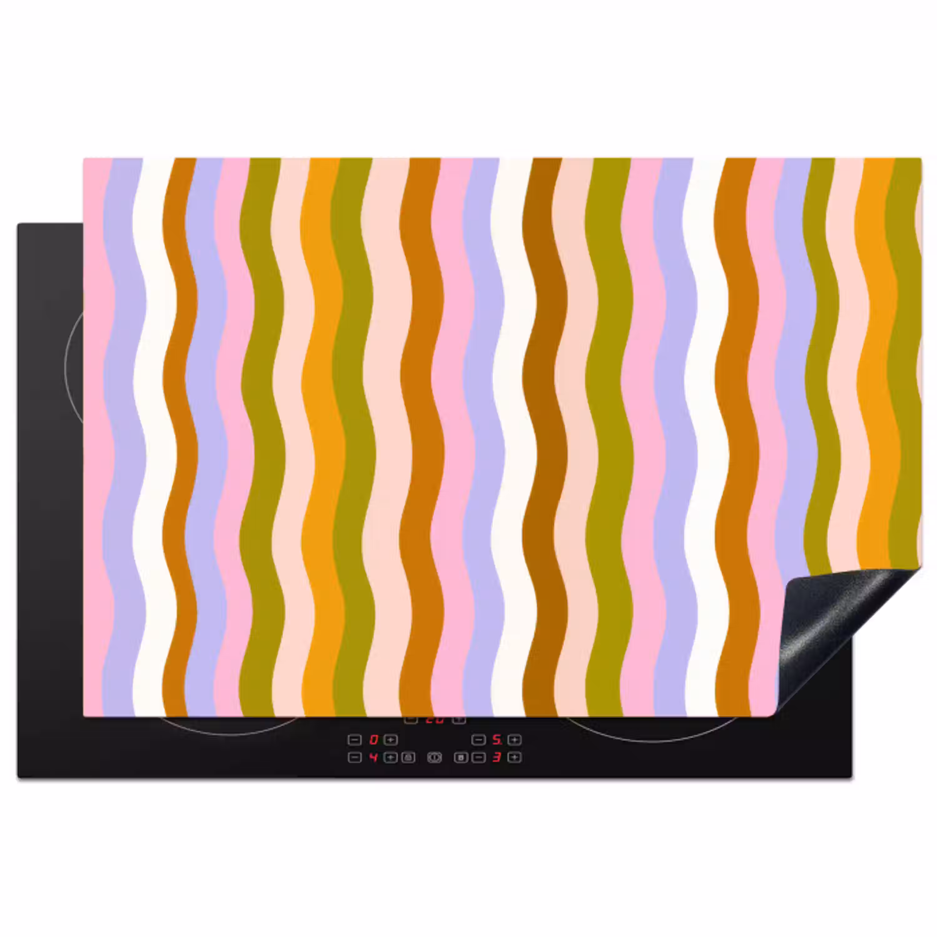 lijnen - Golven - Pastelkleuren - Patroon Inductie beschermer vinyl 3mm klein -3d