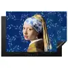 Meisje met de parel - Delfts blauw - Vermeer - Bloemen - Schilderij - Oude meesters Inductie beschermer vinyl 3mm klein -3d