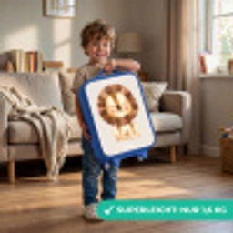 Leeuw illustratie met beige achtergrond Kinderkoffer - Blauw klein -sfeer2_DE