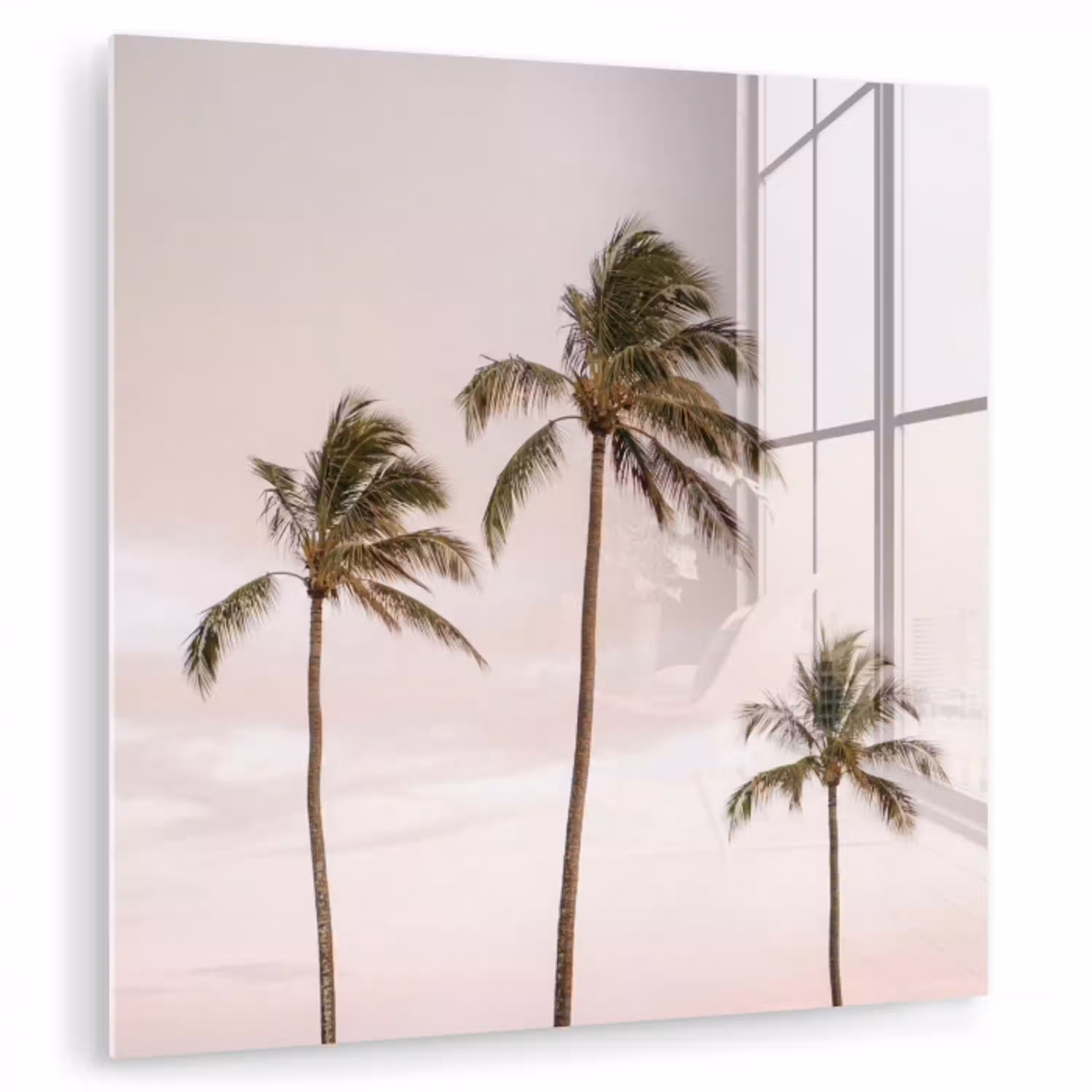 Palmbomen - Zonsondergang - Roze plexiglas 5mm klein -zzzproduct_nieuw