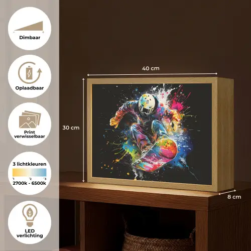 Graffiti - Sport - Snowboarden - Wintersport Light Box met batterij (Wandlamp) middel -USP_websiteoverzichtNL