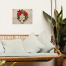Deurkrans - Strik - Kerst - Rood - Groen tuinposter los doek klein -sfeer7